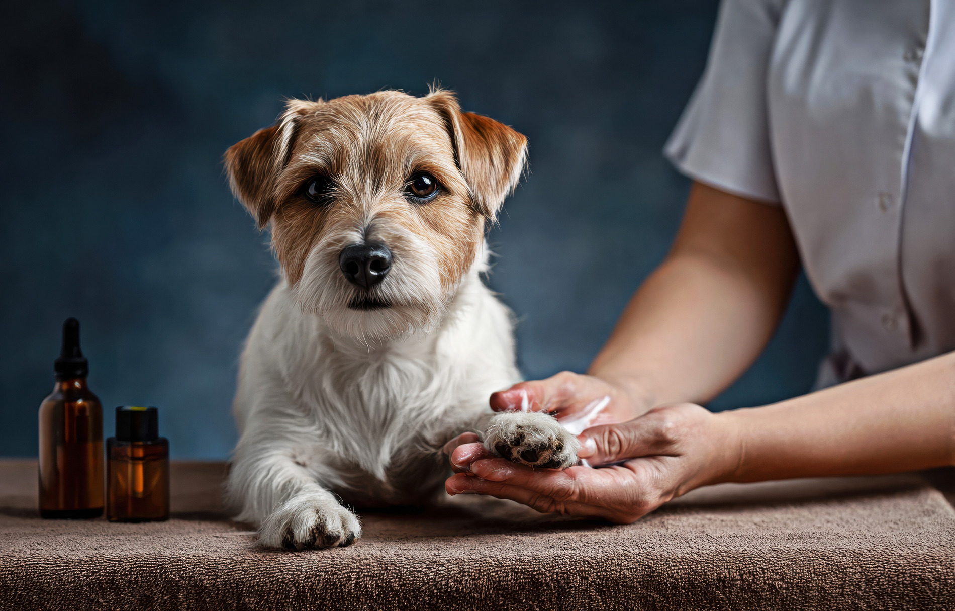 Dog recieving Traditional Chinese Herbal Medicine from Dr. Evans in Nashville